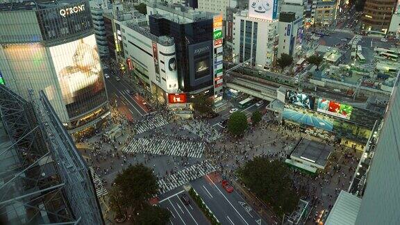 日本东京涩谷十字路口鸟瞰图