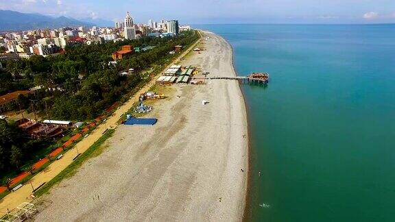 巴统格鲁吉亚公共海滩黑海度假胜地旅游景点鸟瞰图