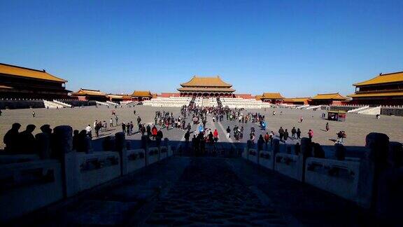 中国北京紫禁城内的游客
