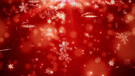 红色美丽的雪花飘落