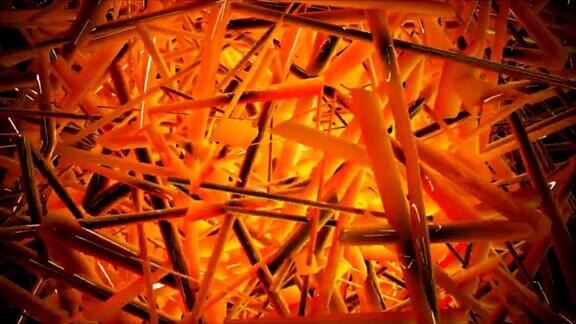 3D抽象橙棒爆炸-可循环