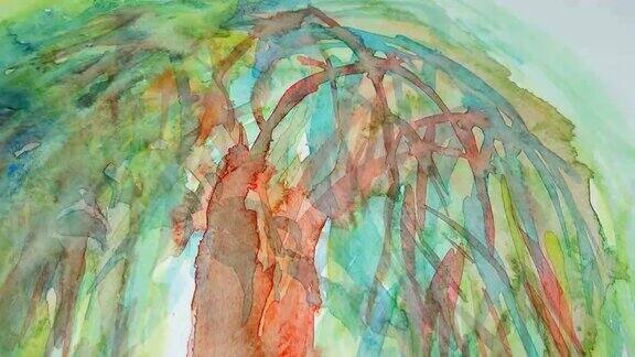 画一棵水彩树拍摄图纸