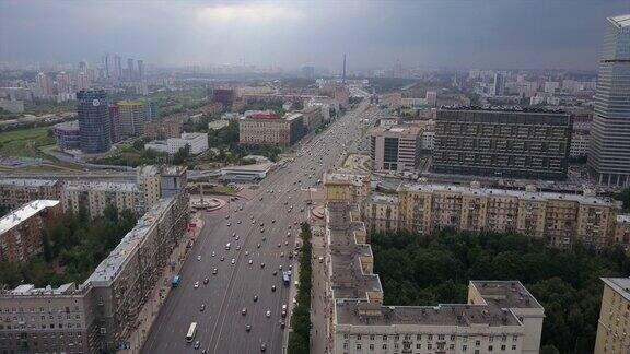 俄罗斯夏季阴天莫斯科现代城市航拍全景4k