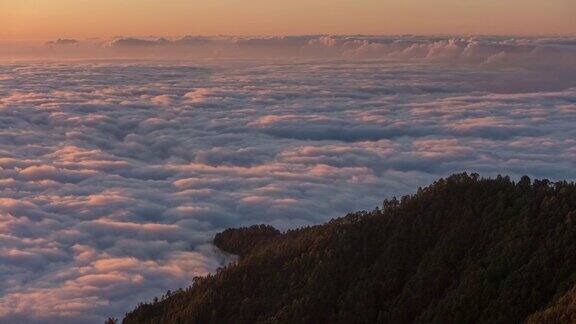 日落天空特内里费岛山顶全景4k时间推移西班牙