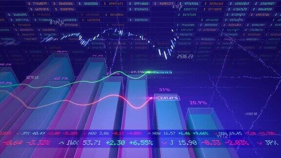 抽象业务图表(股票市场数据)动画与通用公司数据