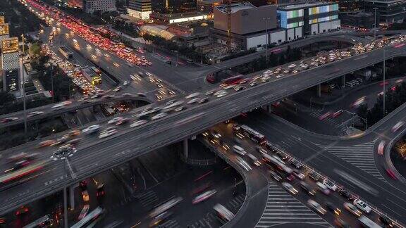 时间流逝北京黄昏时拥挤的交通