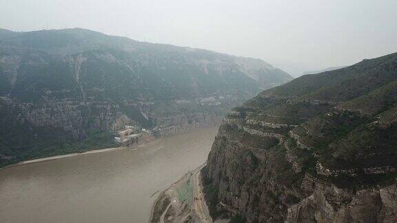 鸟瞰图的黄河(黄河)带在陕西省中国