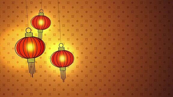 中国纸灯笼图案平面动画