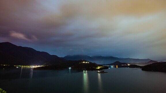 时光流逝-美丽的日月潭夜景台湾4K