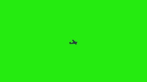 飞机在绿色背景下飞过天空