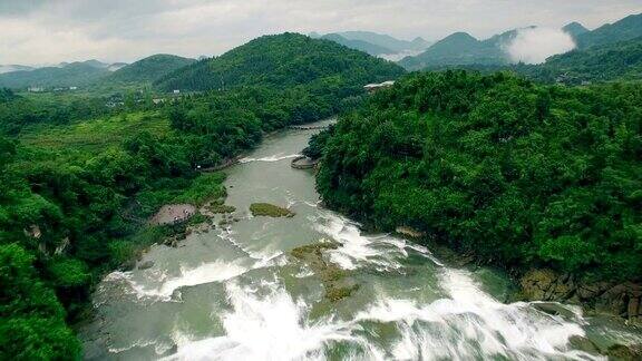 窦坡塘瀑布鸟瞰图安顺贵州中国