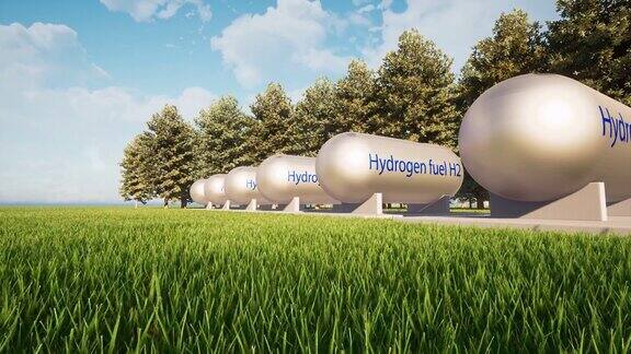 H2加氢站绿色草地景观生态清洁能源4k