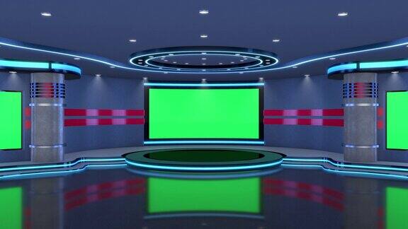 电视演播室虚拟演播室理想的绿色丝网合成跟踪标记提供了运动和屏幕更换