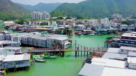 香港大屿山大澳渔村的无人机照片