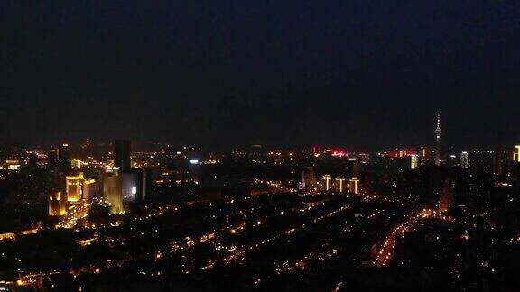 天津高层建筑的夜间航拍