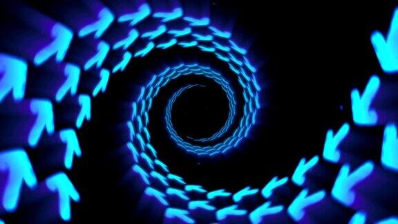 照明隧道的蓝色箭头自旋线环动画