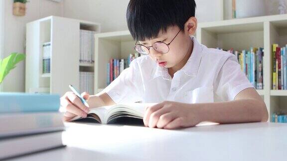 男孩在看书专心学习