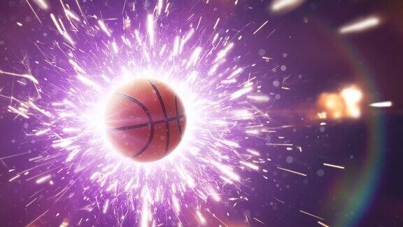 篮球戏剧性的篮球背景与火花的行动