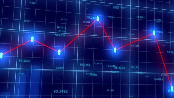 4K金融股票图表商业技术数据趋势显示图经济节点线