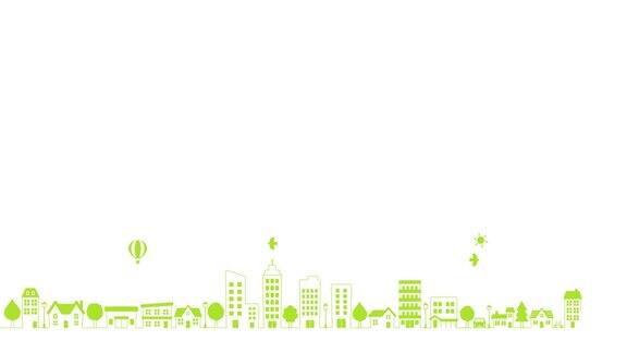 简单的城市景观插图背景(绿色)
