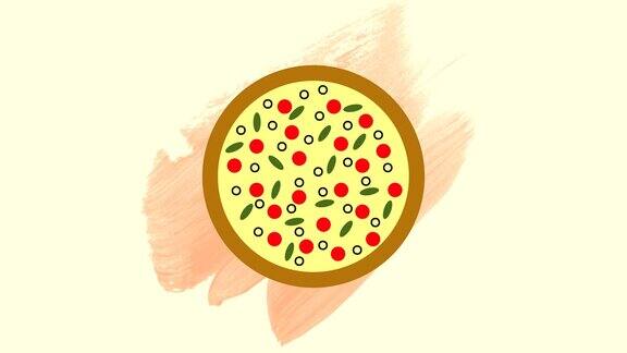 风格图像的披萨与切片在米色的背景