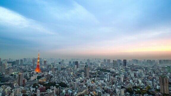 4K延时:鸟瞰图东京塔日本