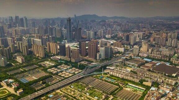 中国白天时间广州工业城市景观航拍全景4k时间间隔