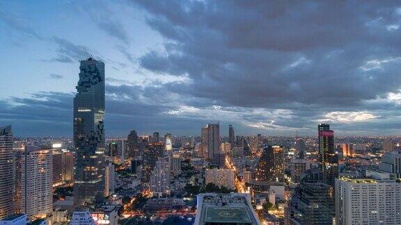 泰国曼谷市白天到晚上的时间流逝
