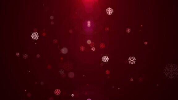 五彩纸屑雪花在黑暗的背景上流动的动画3D渲染视频圣诞快乐的背景