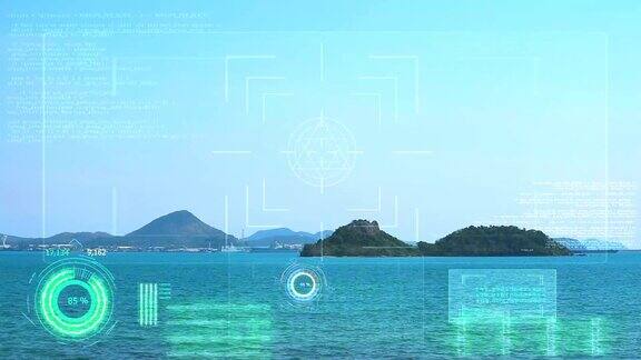 人工智能雷达正在扫描分析岛上的地质资源信息