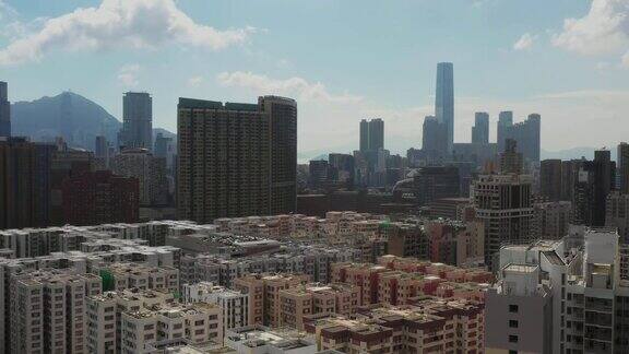 中国香港九龙住宅区的空中都市景象