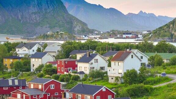 挪威罗浮敦群岛全景日落美景