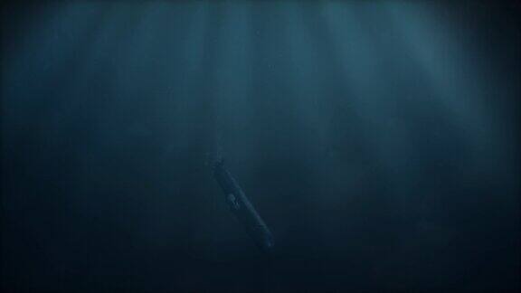 一艘潜艇沉入海底的长镜头