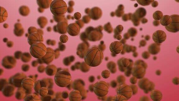 红色背景下的篮球三维模型