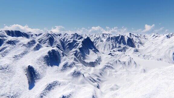 蓝色雪山在美丽的风格冬季景观自然云天空背景4k