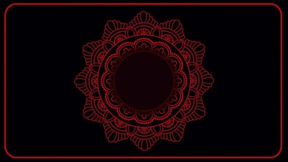 动画红色伊斯兰符号孤立在黑色背景