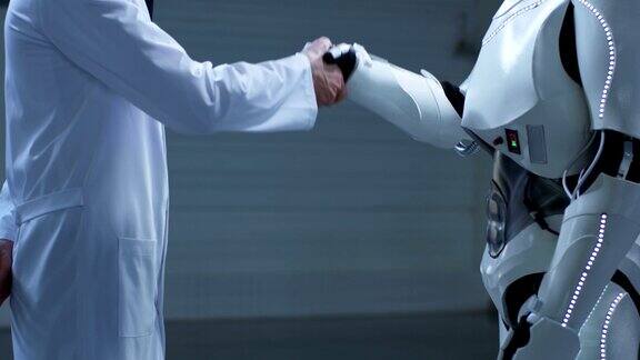 人和机器人握手
