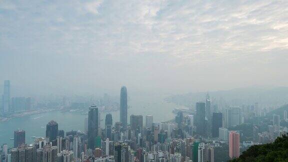 4K时间推移:鸟瞰上午的香港城市