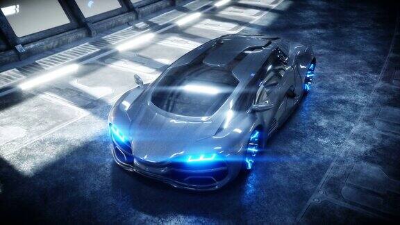 科幻隧道走廊里的未来车未来现实的4k的动画