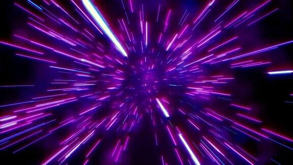 抽象复古的扭曲或超空间运动在蓝紫色的星迹