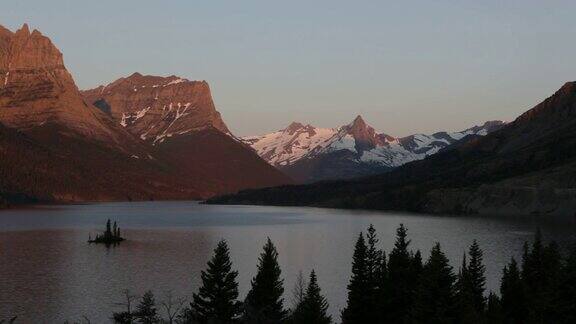 圣玛丽湖雪山冰川国家公园高清视频
