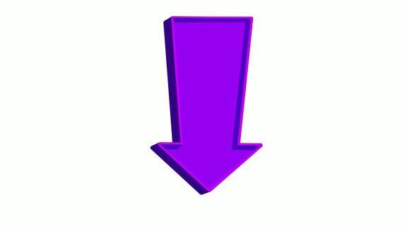 动画紫色箭头指向下的白色背景