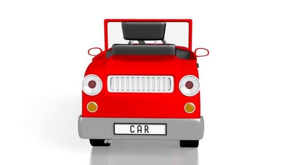 白色背景上的3D红色玩具车