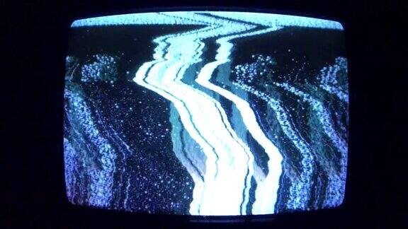 抽象图形在老电视显像管屏幕上的坏信号