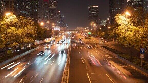 Hyperlapse中国北京城市立交桥夜间交通流量