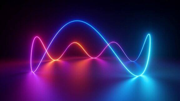 抽象霓虹背景3d循环动画波浪彩色发光线旋转