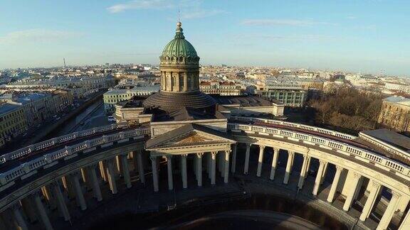 鸟瞰图圣彼得堡喀山大教堂4K