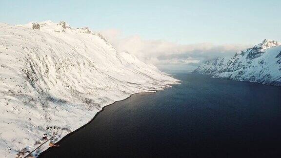挪威罗浮敦峡湾鸟瞰图