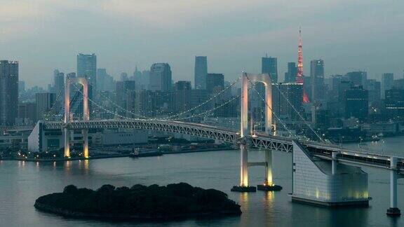 4K东京塔和彩虹桥日本东京