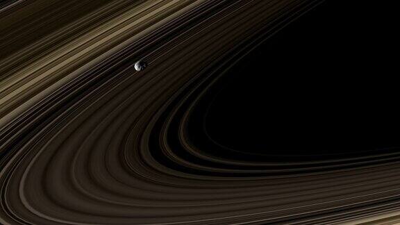 普罗米修斯卫星围绕土星的光环运行